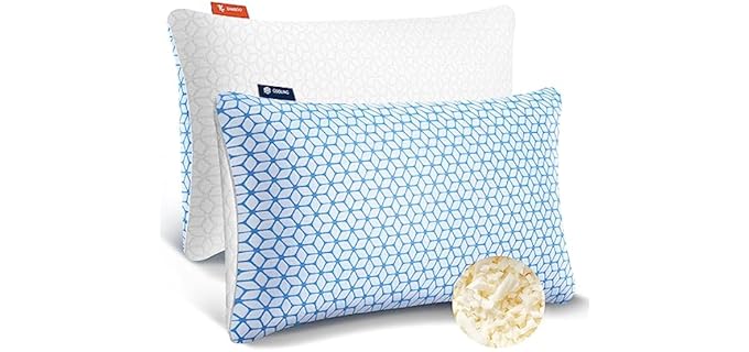 Love Attitude Shredded Memory Foam Pillows King Size Set of 2, Cooling Pillow Firm and Soft Adjustable for Side Back Stomach Sleepers