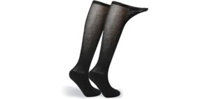 +MD Diabetic Socks for Men and Women, Extra Wide Non-Binding Over the Knee High Calf Circulatory Socks with Cushioned Sole (2 Pairs Black,9-11)