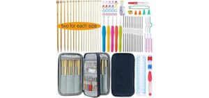 Mdoker 95pcs Knitting Needles Kit&Crochet Hooks Set 36 Straight Bamboo Knitting Needle 12 Small Size Lace Crochet Hook 5 Ergonomic Crochet Needles Knitting Set with Knitting Supplies&Accessories