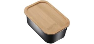 OKUMEYR Leakproof Bamboo Lunch Box 304 Stainless Steel Food Crisper Lid for Safe Convenient Preservati