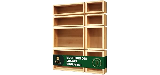 ROYAL CRAFT WOOD Bamboo Jewelry Organizer Box & Chests Set - Versatile Storage Solution for Makeup, Jewelry, and Bathroom Essentials (8 Boxes)