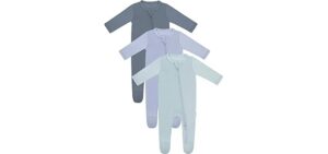 RRP Unisex Baby Footies Pajamas,Rayon Derived From Bamboo,Buttery Soft Sleep 'N Play PJs,2-Way Zipper Closure,0-18 Months(Grey/BlueGrey/Sage, 3-6 Months)