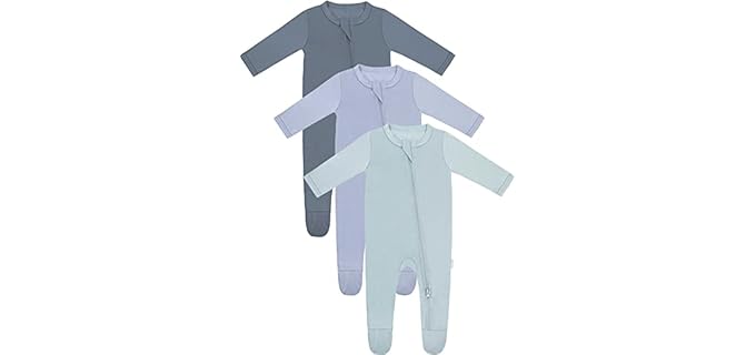 RRP Unisex Baby Footies Pajamas,Rayon Derived From Bamboo,Buttery Soft Sleep 'N Play PJs,2-Way Zipper Closure,0-18 Months(Grey/BlueGrey/Sage, 3-6 Months)