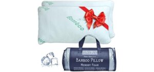 Rayon Derived from Bamboo Pillows Queen Size Set of 2 - Shredded Memory Foam Pillow - Hotel Quality Pillows for Sleeping Back, Stomach & Side – Washable & Adjustable Firm Pillow Queen with Zipper