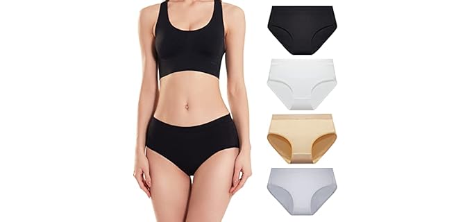 SERISIMPLE Viscose Bamboo Women Luxury Underwear Silky Comfy Ultra Soft Briefs Breathable Stretch High&Mid Waist Panties 4 pack (Mid-Assorted, Large)
