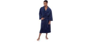 TexereSilk Mens Luxury Terry Cloth Bathrobe (EcoComfort, Medieval Blue, SM)