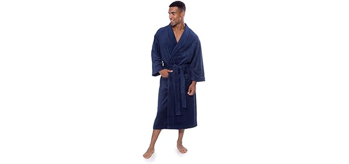 TexereSilk Mens Luxury Terry Cloth Bathrobe (EcoComfort, Medieval Blue, SM)