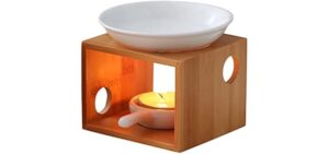 Wooden Essential Oil Burner, Oil Warmer Diffuser, Scented Wax Melt Warmer with Tealight Candle Holder Decorative Aromatherapy Burner for Home Birthday Wedding Present(size:1 set)