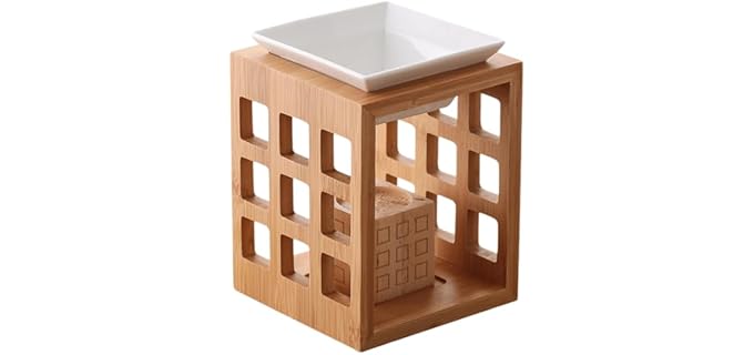 Wooden Essential Oil Burner, Scented Wax Melt Burner with Tealight Candle Holder Oil Warmer Aromatherapy Aroma Burner Diffuser for Yoga Spa Decor