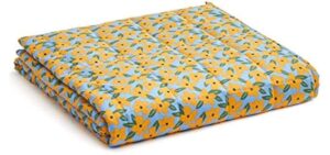 YnM Weighted Blanke, Heavy 100% Oeko-Tex Certified Cotton Material with Premium Glass Beads (Yellow Flower,60''x80'' 20lbs), Suit for One Person(~140lb) Use on Queen/King Bed