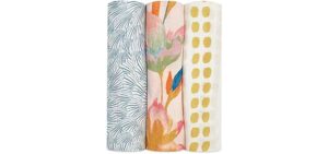 aden + anais Silky Soft Swaddle Blanket | 100% Bamboo Viscose Muslin Blankets for Girls & Boys | Baby Receiving Swaddles | Ideal Newborn & Infant Swaddling Set | 3 Pack, Marine Gardens