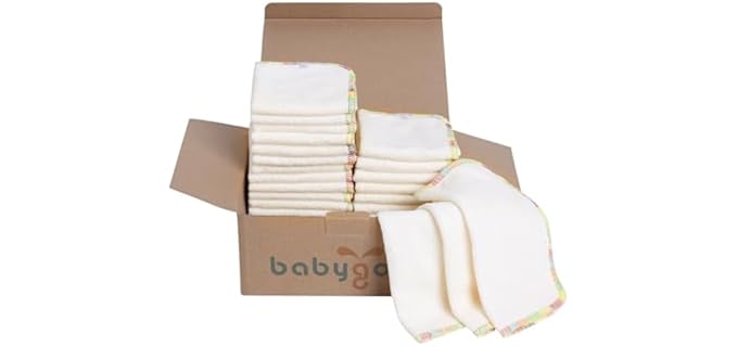 Babygoal 30PCS Reusable Diaper Wipes, Natural Unbleached Baby Face Wipes, Soft Sturdy, 8 x 8 Inches, 30BW02-B