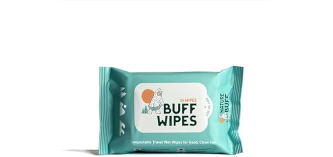 NATURE BUFF Multi-Use Wet Wipes for Babies & Adults - 99.7% Pure, Plastic-free, Biodegradable & Unscented Body Wipes - 24 Wipes Per Pack