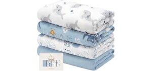 Yoofoss Muslin Swaddle Blankets, 4-Pack Receiving Blankets for Baby Boys and Girls, 47 x 47 Inches Baby Swaddle Neutral Wrap 70% Rayon from Bamboo and 30% Organic Cotton